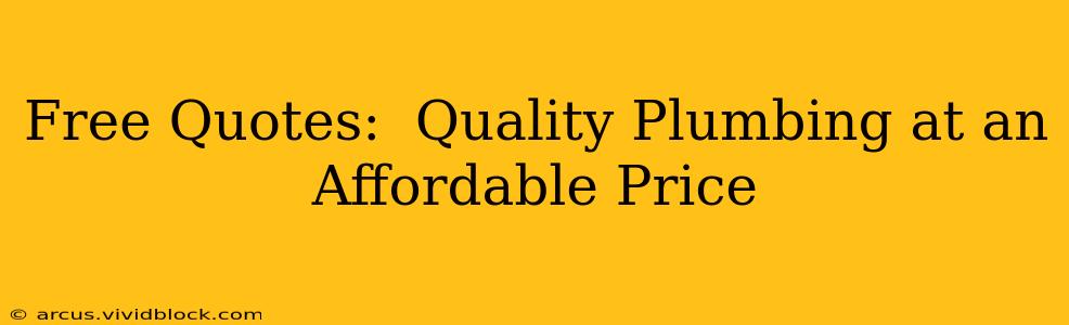 Free Quotes:  Quality Plumbing at an Affordable Price