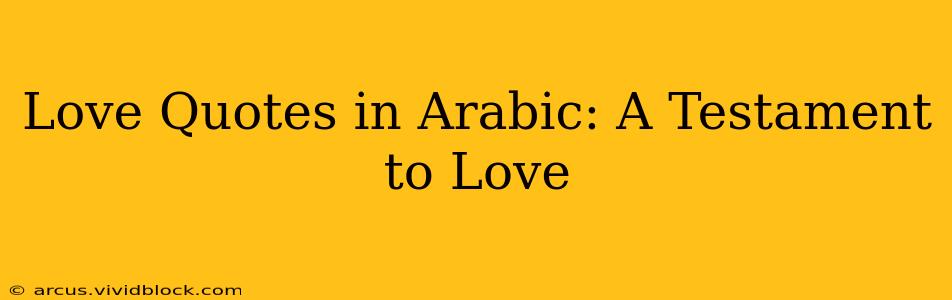 Love Quotes in Arabic: A Testament to Love